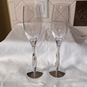 Nambe twist Fred Bould Champagne Glasses set of 2